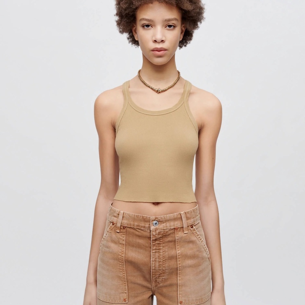 RE/DONE Hanes Cropped Ribbed Tank
